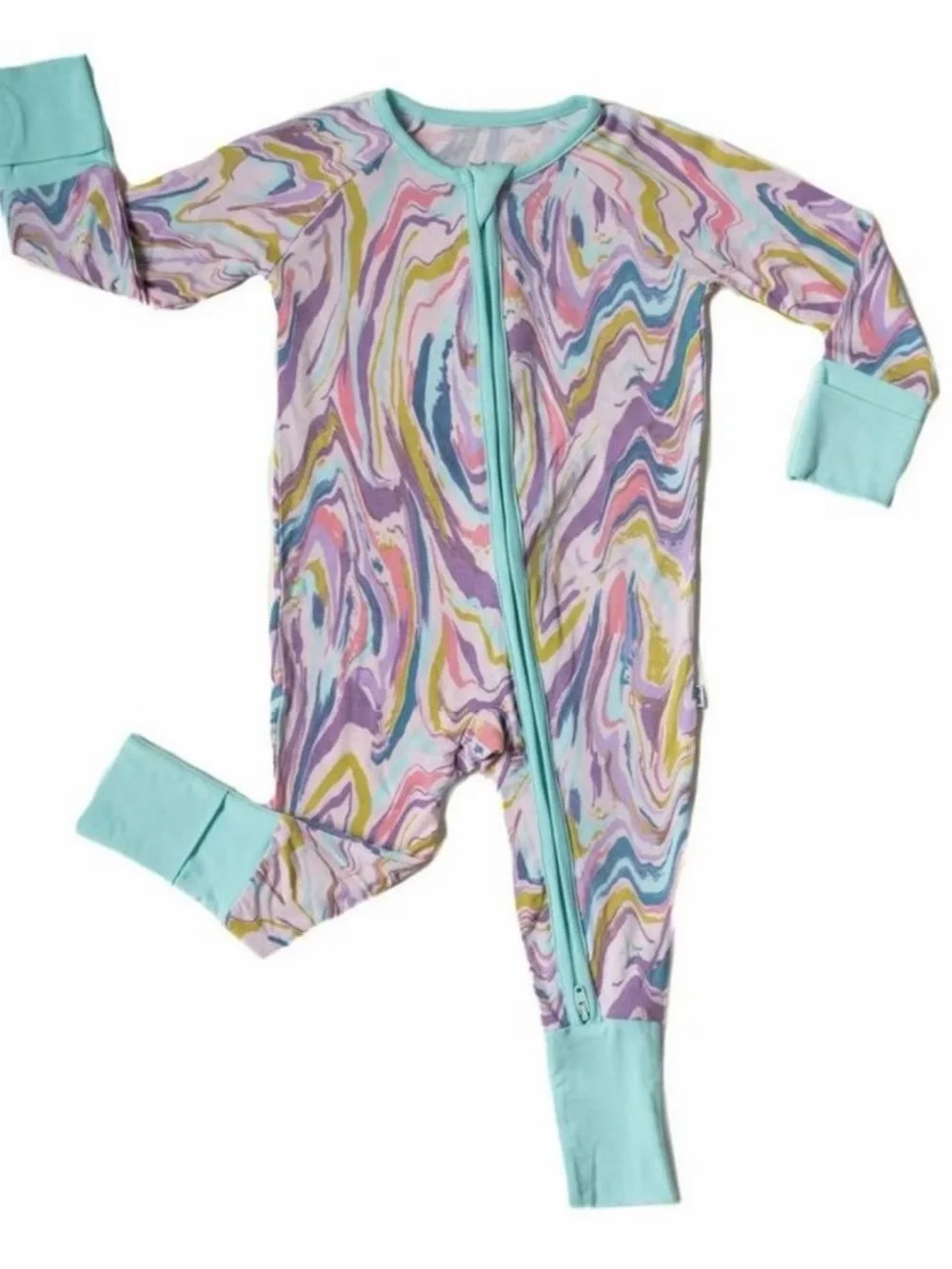 Little Sleepies Pastel Marble Zippy 18-24M Whimsical Geode Bamboo Pajamas